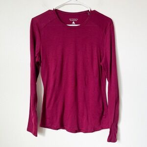 Segments 100% Merino Wool Long Sleeve Base Layer Top Womens Small Dark Pink